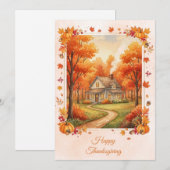 Waterverf Country Cabin Thanksgiving Feestdagenkaart (Voorkant / Achterkant)