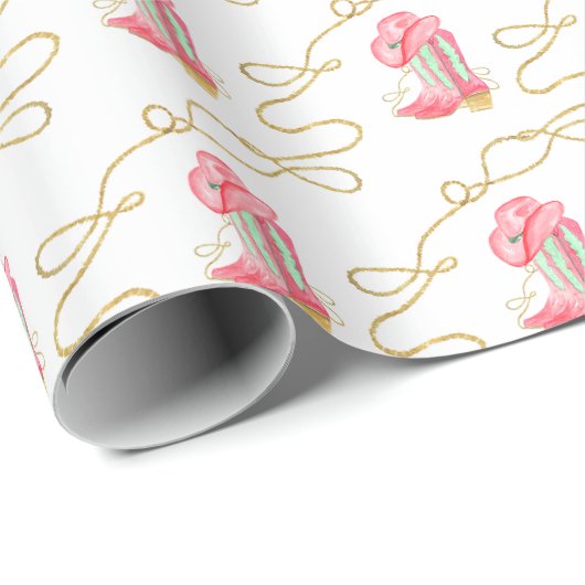 Waterverf Country Christmas Cowboy Boots Cadeaupapier (Rol Hoek)