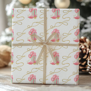 Waterverf Country Christmas Cowboy Boots Cadeaupapier