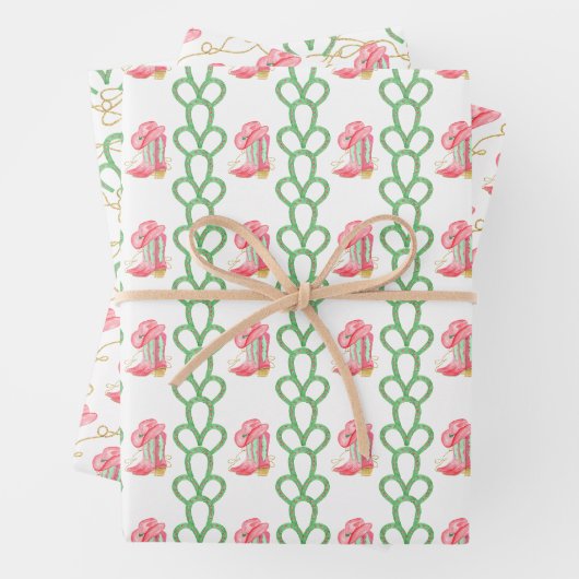 Waterverf Country Christmas Cowboy Boots Inpakpapier Vel (In situ)