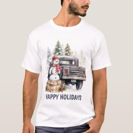 Waterverf Country Christmas truck tekst toevoegen T-shirt