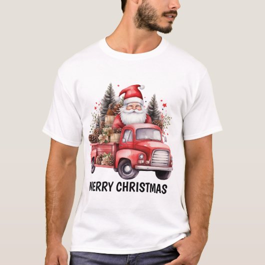 Waterverf Country Christmas truck tekst toevoegen  T-shirt (Voorkant)
