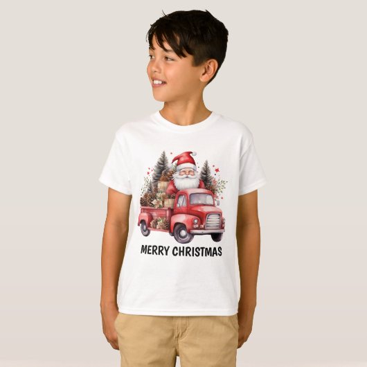 Waterverf Country Christmas truck tekst toevoegen  T-shirt (Voorkant volledig)