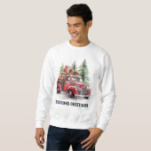 Waterverf Country Christmas truck tekst toevoegen Trui (Voorkant volledig)