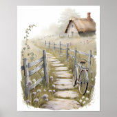 Waterverf Country Cottage Wall Decor Art Print (Voorkant)