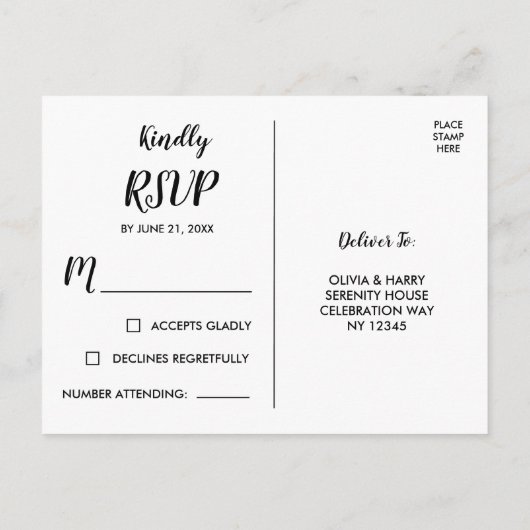 Waterverf Country Flowers RSVP Briefkaart (Achterkant)