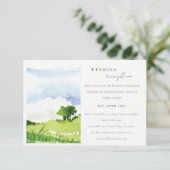 Waterverf Countryside Hills Wedding Reception Informatiekaartje (Staand voorkant)