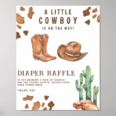 Waterverf cowboy baby shower - Luierverloting Poster (Voorkant)