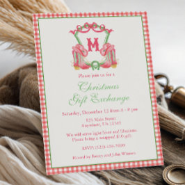 Waterverf Cowboy Boots Monogram Crest Party Kaart