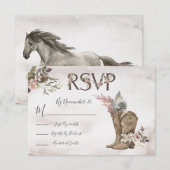Waterverf Cowboy Boots Paard antwoordkaarten RSVP (Voorkant / Achterkant)