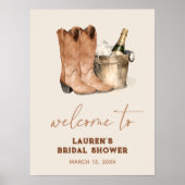 Waterverf Cowboy Boots Vrijgezellenfeest Welkomstb Poster (Voorkant)