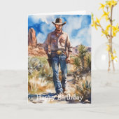 Waterverf Cowboy in Woestijn Kaart (Gele Bloem)