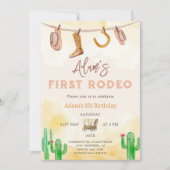 Waterverf Cowboy Neutral Southern First Birthday Kaart (Voorkant)