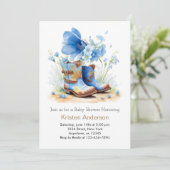 Waterverf Cowboy Pet en Boots Baby shower Kaart (Staand voorkant)