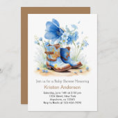 Waterverf Cowboy Pet en Boots Baby shower Kaart (Voorkant / Achterkant)