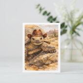 Waterverf Cowboy Schildpad in de woestijn Briefkaart (Staand voorkant)