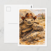 Waterverf Cowboy Schildpad in de woestijn Briefkaart (Voorkant / Achterkant)
