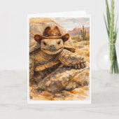 Waterverf Cowboy Schildpad in de woestijn Kaart (Voorkant)
