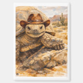 Waterverf Cowboy Schildpad in de woestijn Magneet (Voorkant)