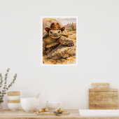 Waterverf Cowboy Schildpad in de woestijn Poster (Keuken)