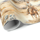 Waterverf Cowboy ver naar het westen - Cadeaupapier (Rol Hoek)