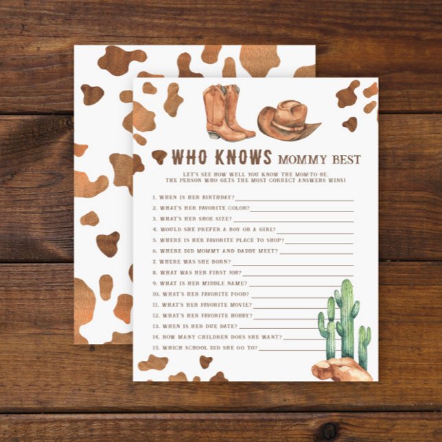 Waterverf cowboy western - Wie kent mama het beste (Creator heeft geüpload)