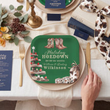 Waterverf Cowboylaarzen Holiday Hoedown Kerstmis 