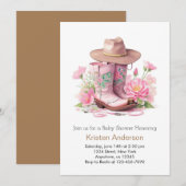 Waterverf Cowgirl Baby shower Kaart (Voorkant / Achterkant)