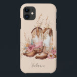 Waterverf Cowgirl Boots Floral Monogram Case-Mate iPhone Case<br><div class="desc">Alle tekst kan worden aangepast. Waterverf Boho Floral Cowgirl Boots Simple en Elegant Monogram. Verander gewoon de tekst om aan uw behoeften te voldoen.</div>