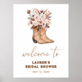 Waterverf Cowgirl Boots Vrijgezellenfeest Welkom Poster (Voorkant)