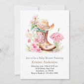 Waterverf Cowgirl Pet en Boot Dreamy Baby shower Kaart (Voorkant)