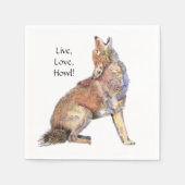 Waterverf Coyote Live, Liefde, Howl Fun Life Quote Servetten (Voorkant)