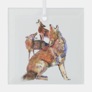 Waterverf Coyote - Natuur van wilde dieren Glas Ornament