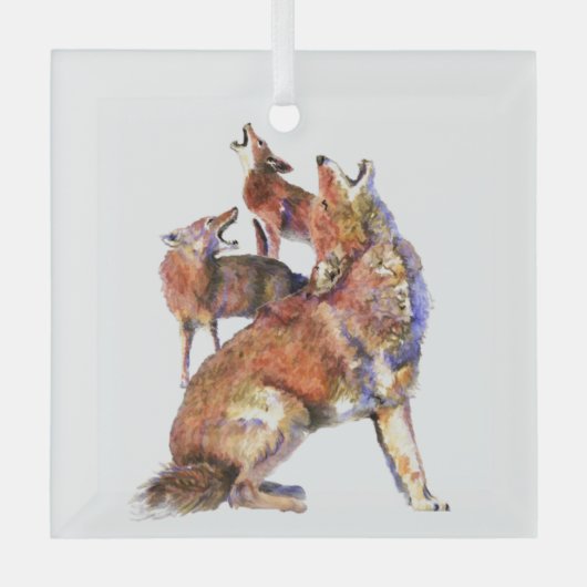 Waterverf Coyote - Natuur van wilde dieren Glas Ornament (Voorkant)