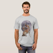 Waterverf Coyote Pack Huilen bij de maan T-shirt (Voorkant volledig)
