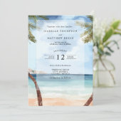 Waterverf Cozumel Tropical Beach Wedding Kaart (Staand voorkant)