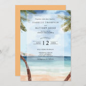 Waterverf Cozumel Tropical Beach Wedding Kaart (Voorkant / Achterkant)