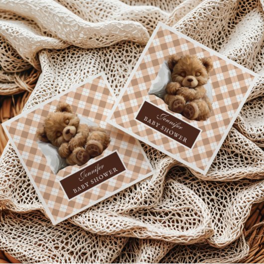 Waterverf Cozy Brown Teddy Bear Baby shower Servet