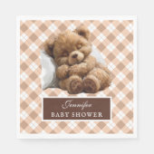 Waterverf Cozy Brown Teddy Bear Baby shower Servet (Voorkant)