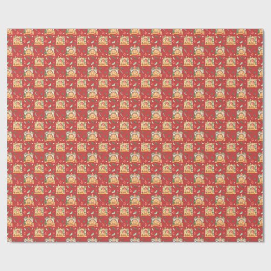 Waterverf Cozy kerstvireplace Red Pattern Cadeaupapier (Vlak)