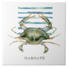 Waterverf CRAB Beach Coastal MARGATE Ceramic Tegel Tegeltje