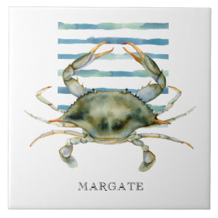 Waterverf CRAB Beach Coastal MARGATE Ceramic Tegel Tegeltje