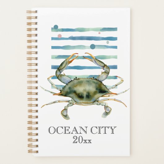 Waterverf CRAB Beach Coastal OCEAN CITY Planner (Voorkant)