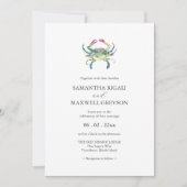 Waterverf Crab Beach huwelijksuitnodiging (Voorkant)