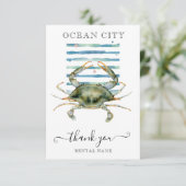 WATERVERF CRAB, BEACH TOWN, OCEAN CITY DANK JE BEDANKKAART (Staand voorkant)