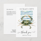 WATERVERF CRAB, BEACH TOWN, OCEAN CITY DANK JE BEDANKKAART (Voorkant / Achterkant)