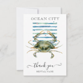 WATERVERF CRAB, BEACH TOWN, OCEAN CITY DANK JE BEDANKKAART