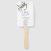 Waterverf Crab Beach Wedding Program Fan Handwaaier (Voorkant)
