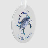 Waterverf Crab Eerste gehuwde kerstversiering Ornament (voorkant)