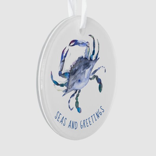Waterverf Crab Eerste gehuwde kerstversiering Ornament (voorkant)
